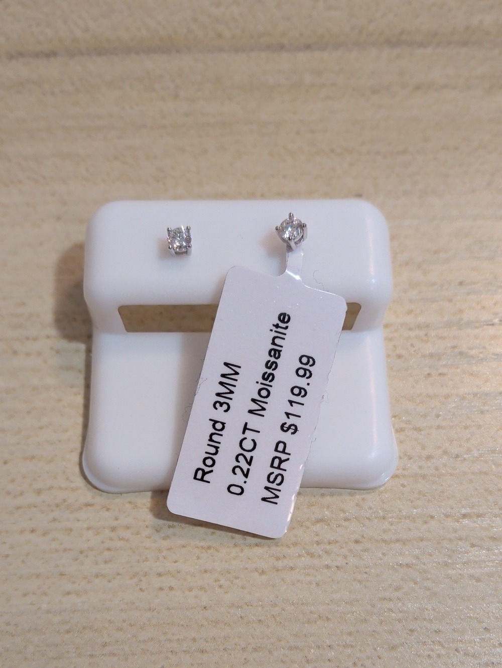 Retail $120 Round 3mm 0.22CT Moissanite Silver Earrings
